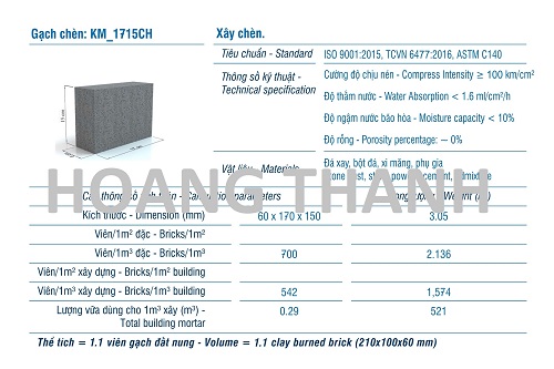 Gạch XMCL cao 130 xây tường rỗng 105mm(3 vách)